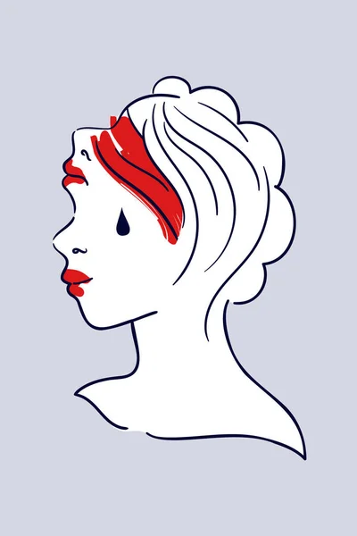 Potret wanita dengan dua wajah - Stok Vektor