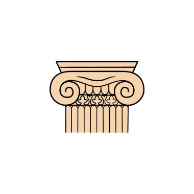Antik Yunan sütununun başkenti, beyaz arka planda el çizimi izole vektör elementi