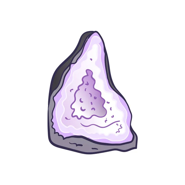 Geoda púrpura natural, ilustración vectorial aislada dibujada a mano sobre fondo blanco — Vector de stock