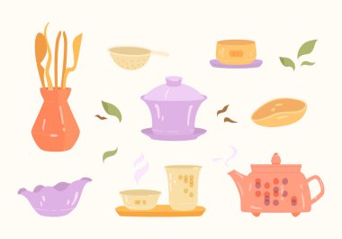 Geleneksel tören için ayrı bir Çin çay aleti.