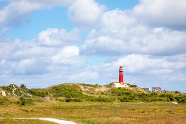 Kuzey kulesi, Kuzey Denizi kıyısındaki deniz feneri Hollanda 'daki Schiermonnikoog adasında.