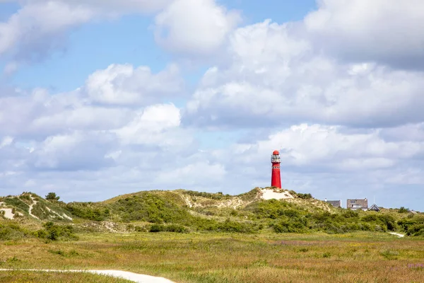 Północna Wieża Latarnia Morska Stronie Morza Północnego Wyspie Schiermonnikoog Holandii — Zdjęcie stockowe