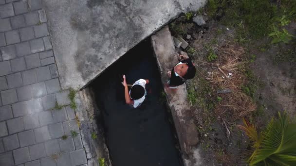 Drone Stock Beelden Met Bovenaanzicht Van Groene Rijstveld Een Bali — Stockvideo