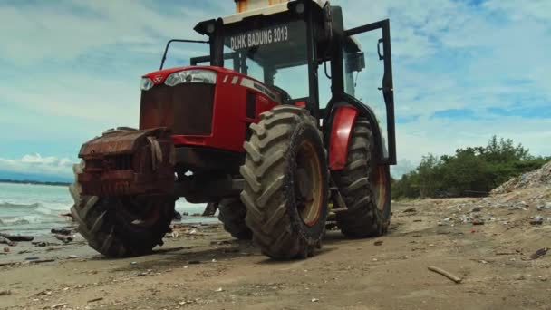 Kuta Badung Bali Kuta Beach Indonesia January 2021 Tractor Technic — Stock Video