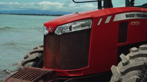 Кута Бадунг Бали Кута Бич Индонезия Января 2021 Года Тракторная — стоковое видео