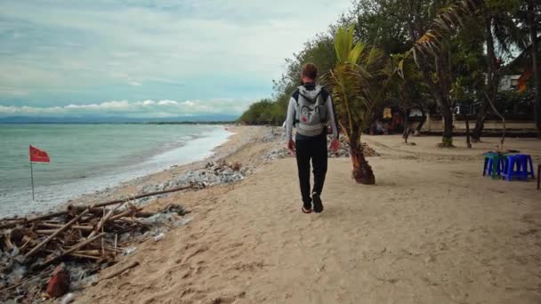 Contaminación Playa Video Basura Plástico Otra Basura Playa Del Mar — Vídeos de Stock