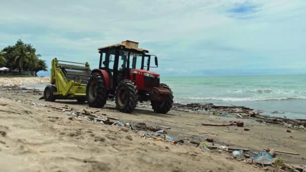 Kuta Badung Bali Kuta Beach Indonesia Janeiro 2021 Trator Técnico — Vídeo de Stock