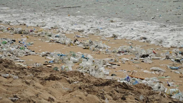 Beach Pollution Video Plastic Garbage Other Trash Sea Beach Ecological — Stock Photo, Image