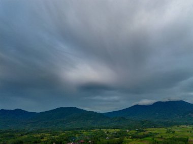 Beautiful morning view indonesia Panorama Landscape paddy fields with beauty color and sky natural light