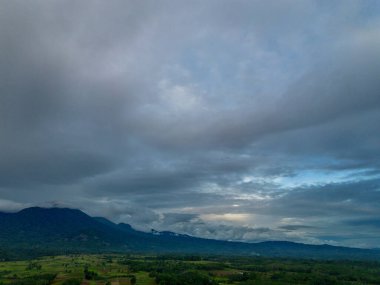 Beautiful morning view indonesia Panorama Landscape paddy fields with beauty color and sky natural light