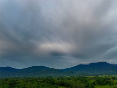 Beautiful morning view indonesia Panorama Landscape paddy fields with beauty color and sky natural light