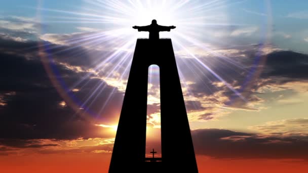 基督国王和神圣的光的雕像 — 图库视频影像