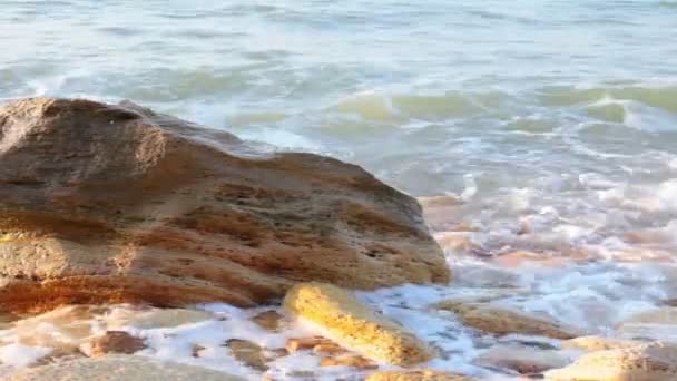 Surfe e pedra ao amanhecer — Vídeo de Stock