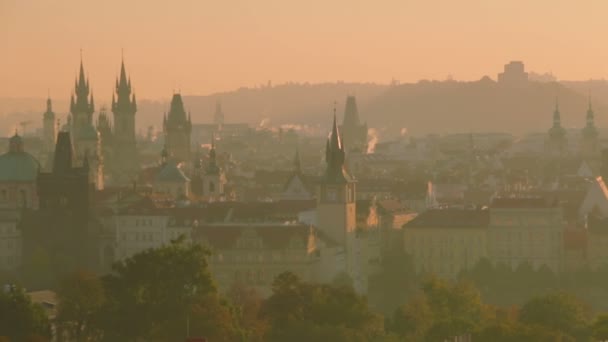 Morgon över Prag — Stockvideo