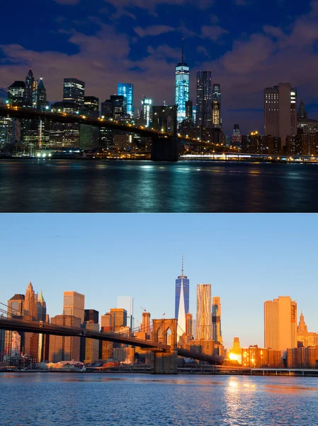 Gece ve sabah Manhattan'ın. Tek çekim noktası