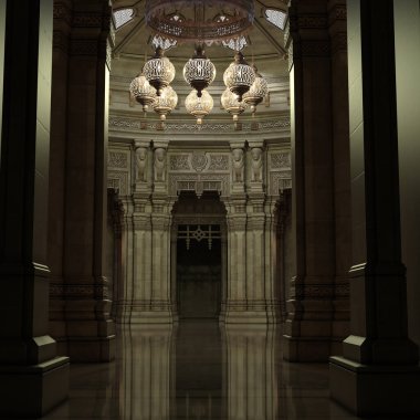 İç katedralin dramatik bir görüntüsü.