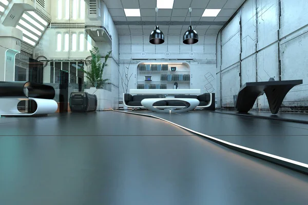 Futuristic Scifi Living Room — Stock Photo, Image