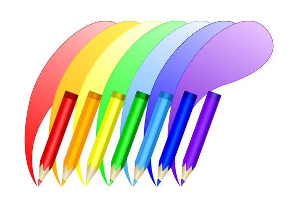 Lápices de colores dibujan el arco iris. Vector EPS10 — Archivo Imágenes Vectoriales