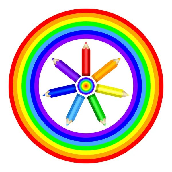 Lápis coloridos e arco-íris. Vetor EPS10 — Vetor de Stock
