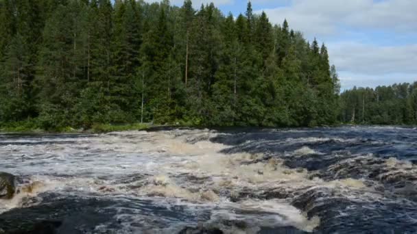 Tröskelvärde för Kenyajkoski. Shuya River, Karelen, Ryssland — Stockvideo