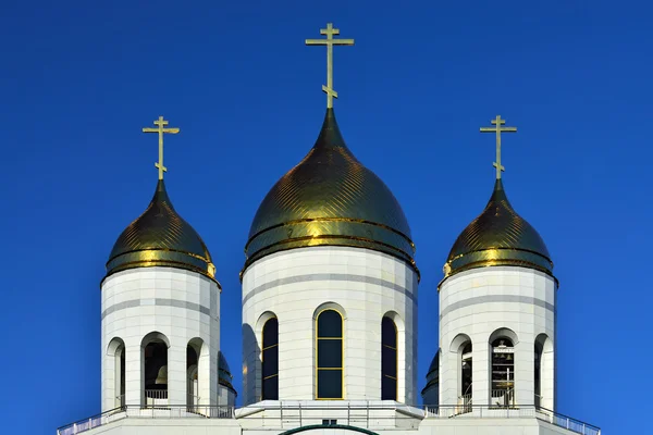 Kupole katedrály Krista Spasitele. Kaliningrad, Rusko — Stock fotografie