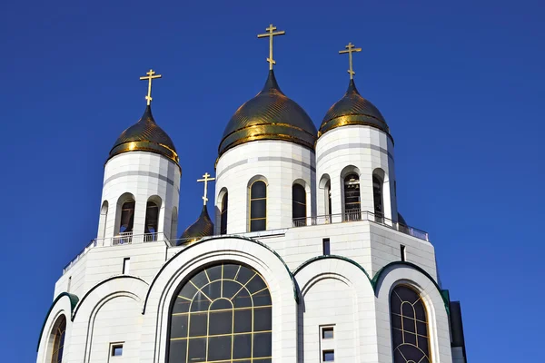 Gouden koepels van Christus de Verlosser. Kaliningrad, Rusland — Stockfoto