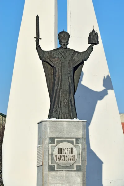 Monumento a São Nicolau Wonderworker. Kaliningrado, Rússia — Fotografia de Stock
