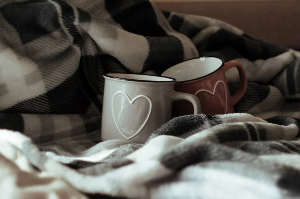 mugs on a blanket comfort
