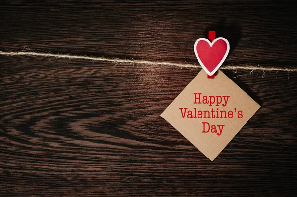 Mensagem Feliz Dia Dos Namorados Papel Artesanal Branco Com Coração — Fotografia de Stock