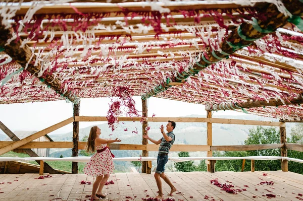 Shalash Decorado Tiendas Campaña Tienda Toldo Toldo Escena Baile Boda —  Fotos de Stock