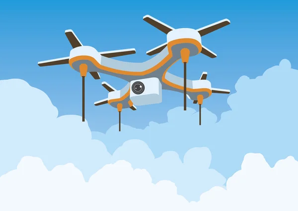 Quadcopter flying vector illustration — Stock Vector