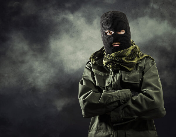 Portrait of masked terrorist