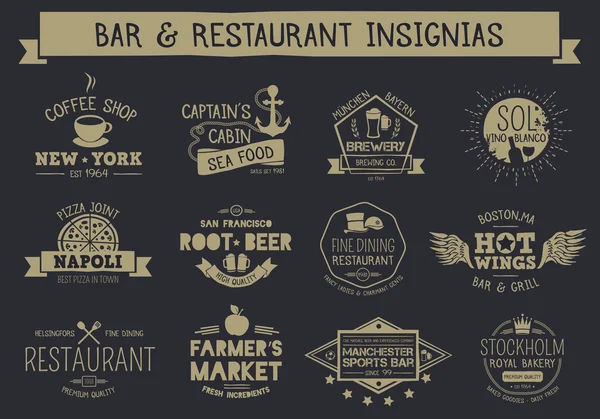 Vintage Bar und Restaurant Insignien — Stockvektor