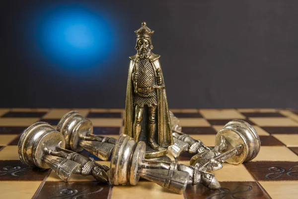 Some Chess Metallic Pieces — Stock Photo, Image