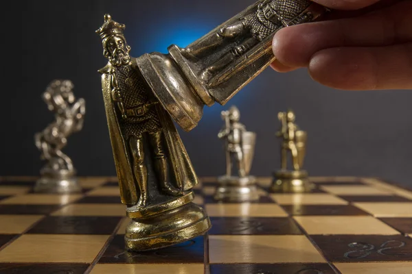 Some Chess Metallic Pieces — Stock Photo, Image