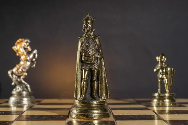 Some Chess Metallic Pieces — Stock Photo, Image