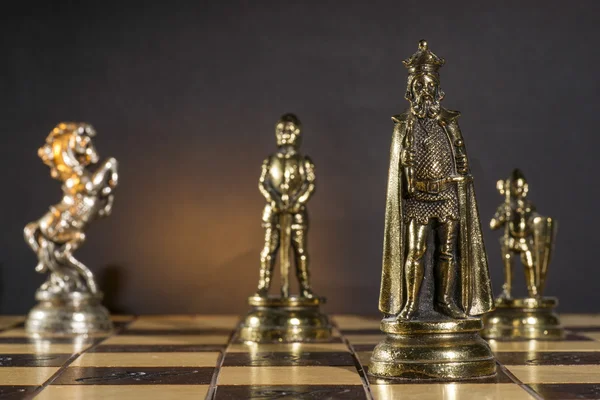 Some Chess Metallic Pieces — Stock Photo, Image