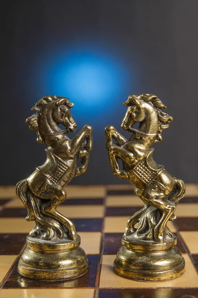 Some Chess Metallic Pieces — Stock Photo, Image