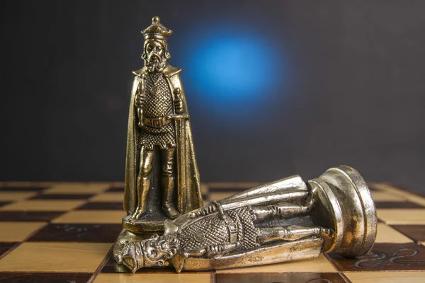 Some Chess Metallic Pieces — Stock Photo, Image