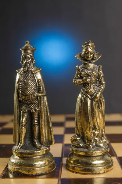 Some Chess Metallic Pieces — Stock Photo, Image