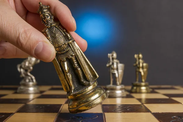 Some Chess Metallic Pieces — Stock Photo, Image