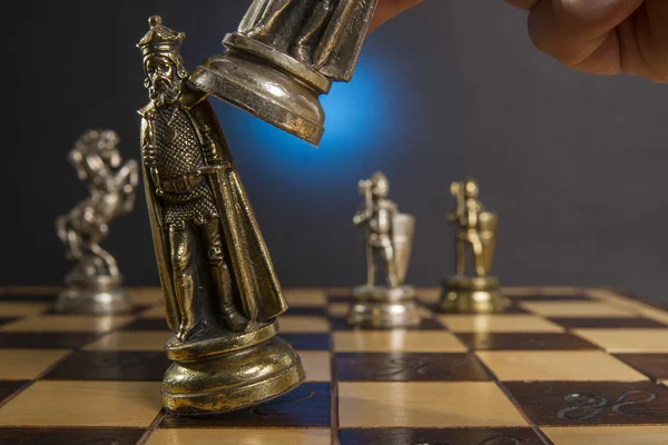 Some Chess Metallic Pieces — Stock Photo, Image