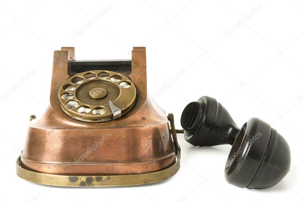 Scarp Uitgestorven Sluiting Oude metalen telefoon ⬇ Stockfoto, rechtenvrije foto door © carlos_velayos  #74005581
