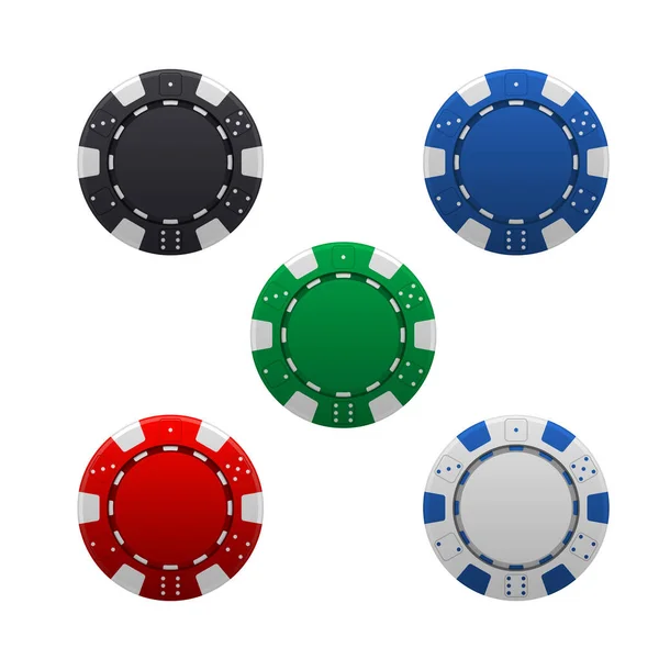 Isolated Poker Chips Set Colored Chips Poker Casino Realistic Casino — Stock Vector