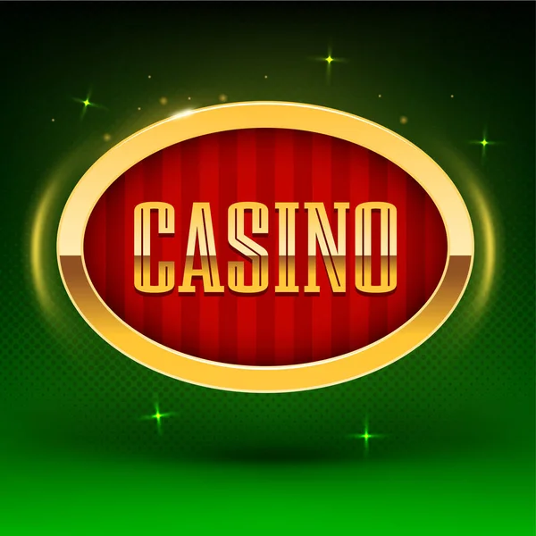 Shining Retro Light Frame Lighting Display Casino Text Stripped Red — Stock Vector