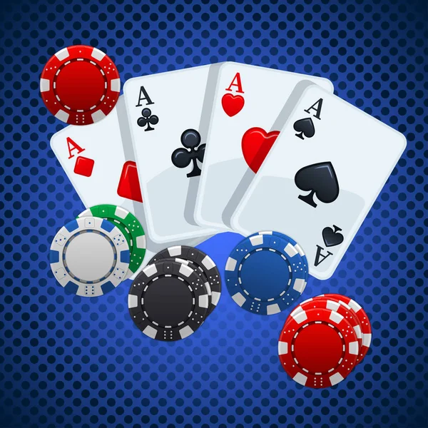 Négy Kártya Szerencsejáték Zseton Vektor Illusztráció Négy Kártya Egy Szerencsejáték Jogdíjmentes Stock Vektorok