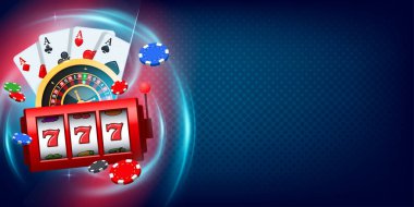 Vegas Casino games background. Concept Vegas games banner illustration with right side copy space.