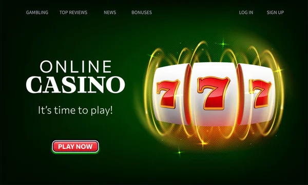 Winning Slot Machine Vector Illustration Casino Online Landing Page Website Vektör Grafikler