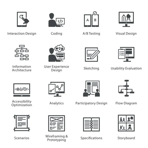 Facilité d'emploi et accessibilité des sites Web Icônes Set 2 - Noir Series — Image vectorielle