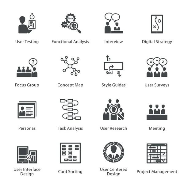 Web usabilidade & acessibilidade ícones do conjunto 1 - série Noir — Vetor de Stock